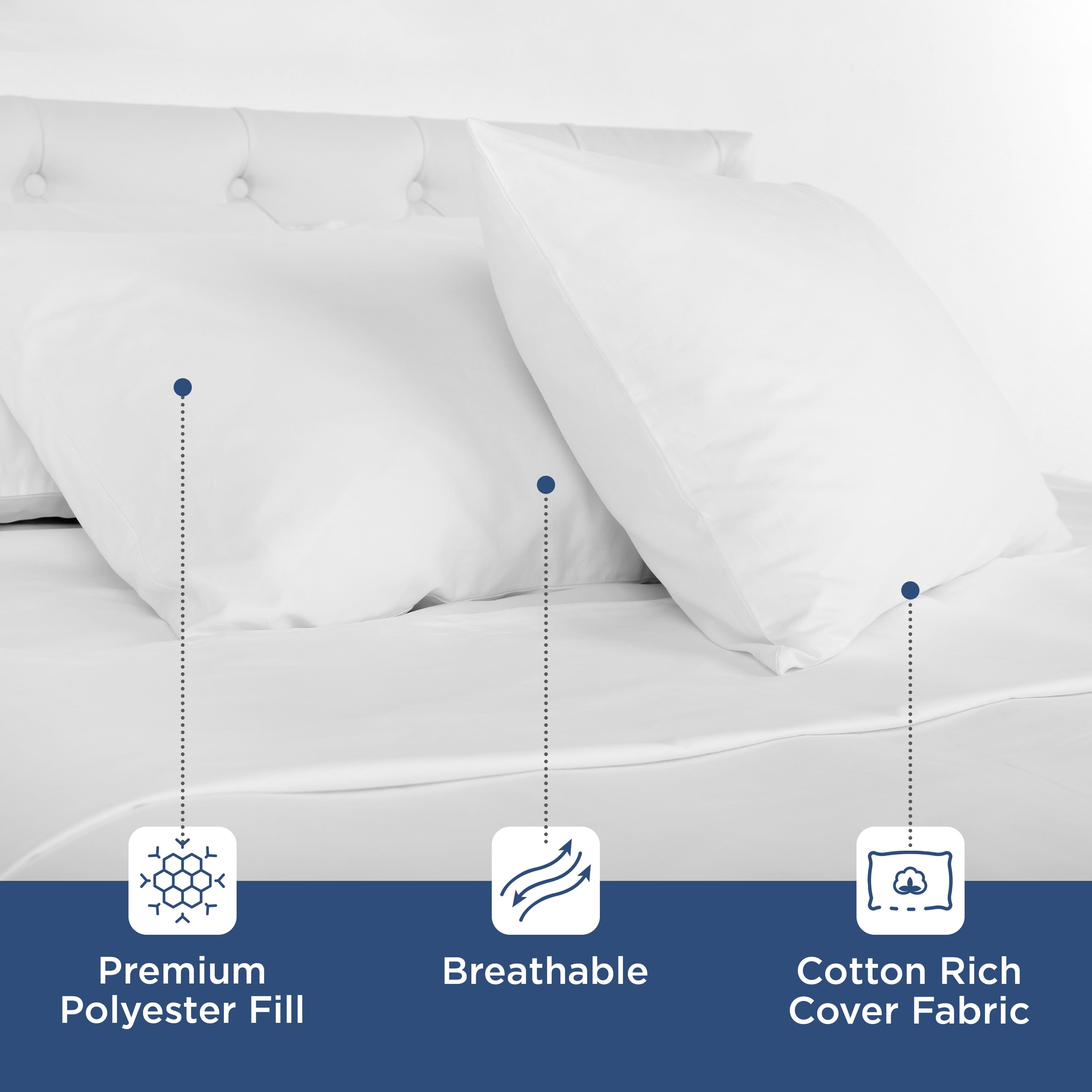 Martex 2-Pack Down Alternative White Bed Pillows, Standard