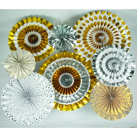 Gold Kilt - Metallic Gold Paper Flower Fan Backdrop Wall Decoration Combo Kit