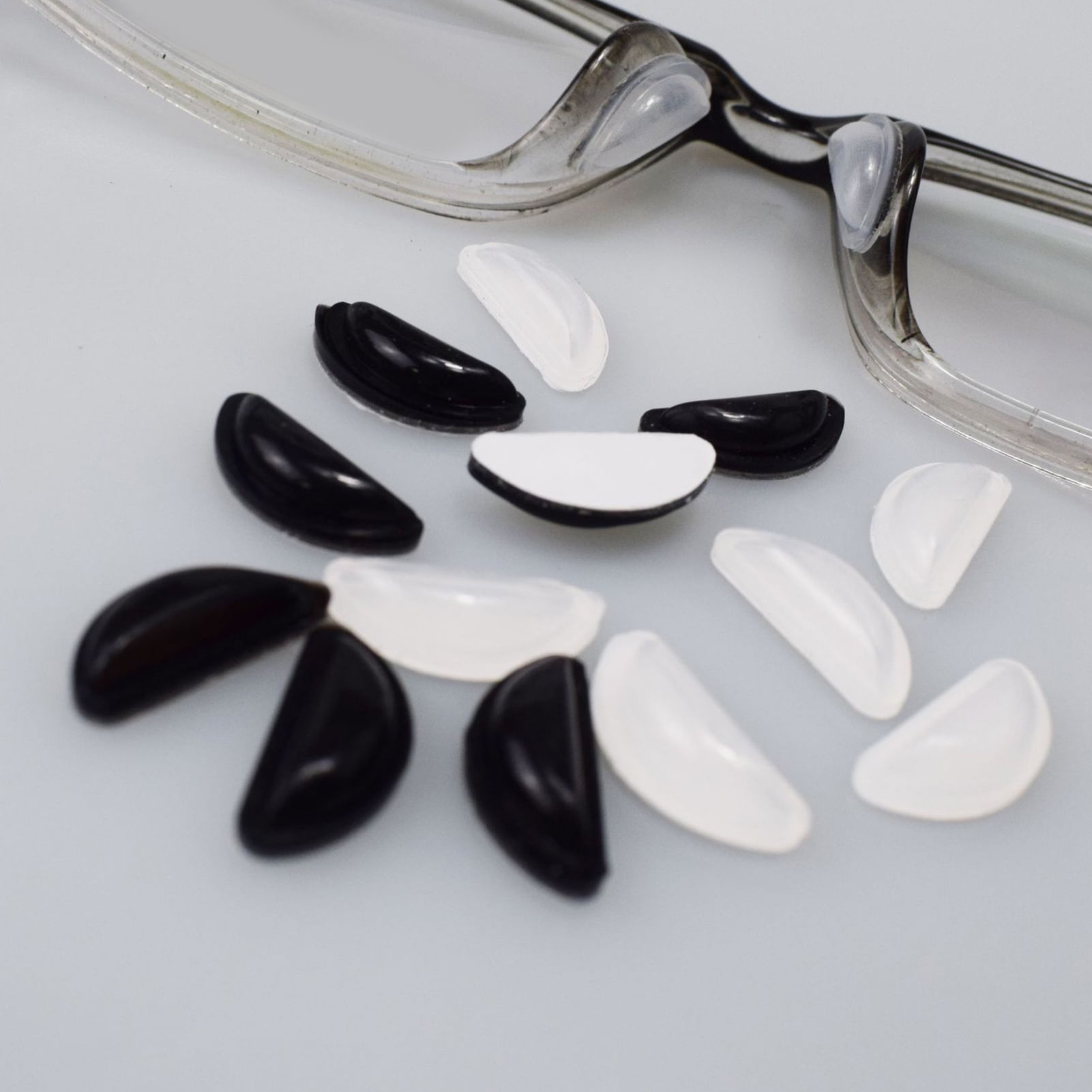 RUHUADGB 12 Pairs Glasses Nose Pads Non-Slip Half Moon Hollow Solid Color Stylish Daily Using Long Lasting Silicone Eyeglass Nose Pad for Office, Size: One