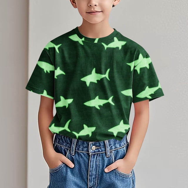DecSea T-shirt Respirant Unisexe d'Été pour Enfants T-shirt Tendance pour Enfants T-shirt Imprimé Col Rond Confortable T-shirt Ample à Manches Courtes Blouse Décontractée