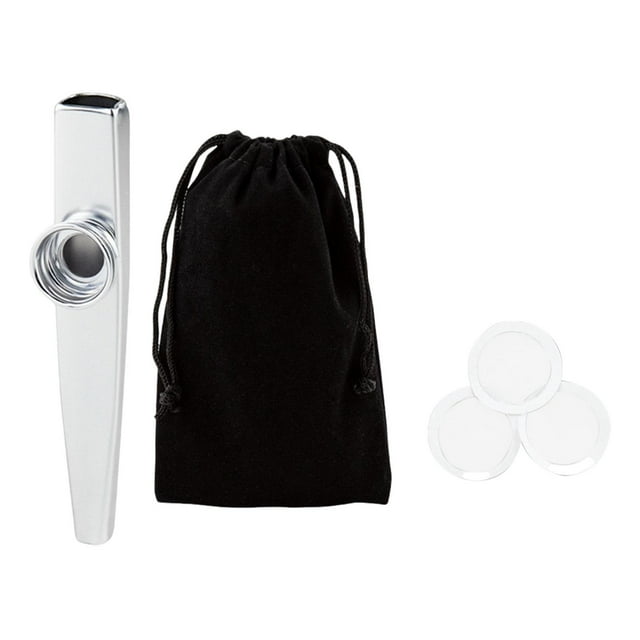 Flauta Kazoo, instrumento musical de acompañamiento musical, fácil de tocar, con bolsa de almacenamiento, bolsas de regalo para amantes de la música y plata