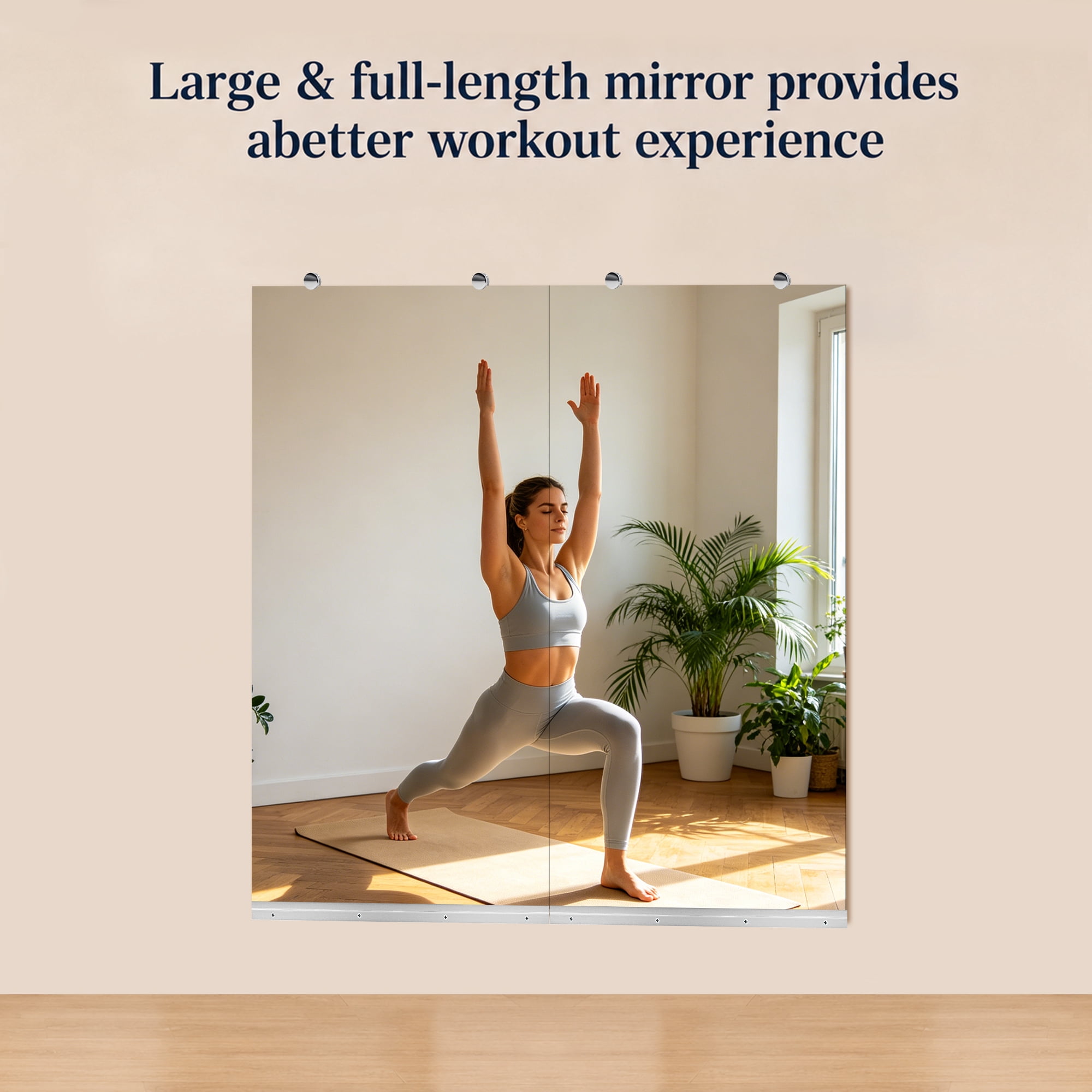 Leumius 24"x 48" 2Pcs GYM Mirror for Fitness Areas Yoga Rooms Dance Studios Bedrooms and Dressing Spaces