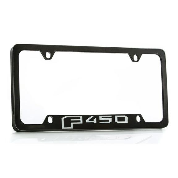 Ford F-450 Black Coated Zinc Metal License Plate Frame Holder  Bottom Engraved 4 Hole