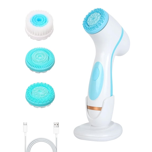 3-in-1 Silicone Facial Cleansing Brush, Waterproof Rechargeable Face Scrubber with 2 Speeds for Deep Exfoliation, Spin Brush for Women Men