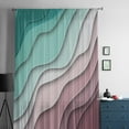 thumbnail image 5 of Green Ombre Semi Sheer Curtains Drapes for Living Room, Bedroom, French Doors Window 54 Inches Long, Modern Geometric Abstract Dark Red Cream Rod Pocket Chiffon Curtain Drapery Voile Draperies Panel, 5 of 6