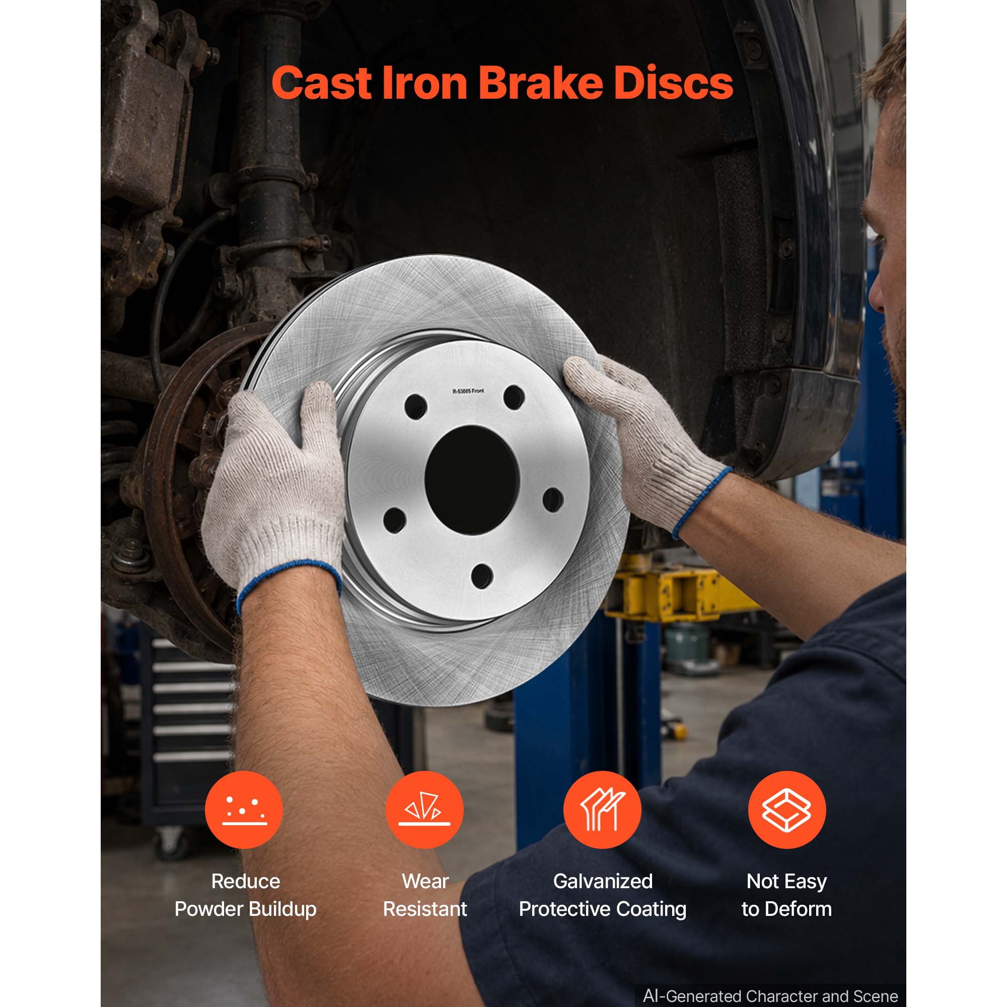 KFFKFF Front and Rear Brake Kit with Ceramic Brake Pads and Ventilated Rotors, Compatible with 2007-2009 Dodge Durango, Chrysler Aspen, 2011-2018 Ram 1500 (5-Lug), and 2019-2023 Ram 1500 Classic