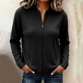 thumbnail image 2 of Ke1Clo Corduroy Jacket for Women Casual Fashion Zip Up Long Sleeve Cardigan Flowy Slim Fall Winter Comfy Coat Black L, 2 of 6