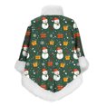 thumbnail image 3 of AUNVITO Cozy Christmas Print Fleece Shawl with Thick Faux Fur Collar Women's Warm Homewear Sleeveless Winter Wrap, 3 of 6