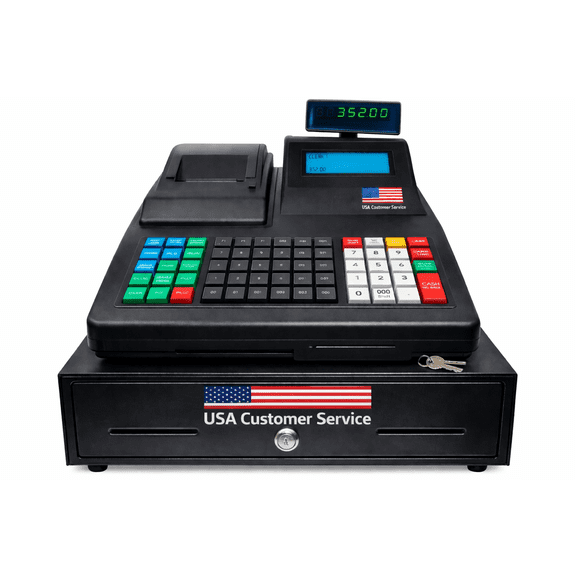 Multi-User Cash Register with 2 Serial Ports, 9500 PLU, 60 Departments, Steel Drawer