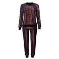 thumbnail image 4 of ZAZYULZ Two Piece Sets for Women Womens Casual Chic Sequin Glitter Sexy 2 Piece Outfits Top And Pant Suit Two Piece Pants Set(Red,S), 4 of 8