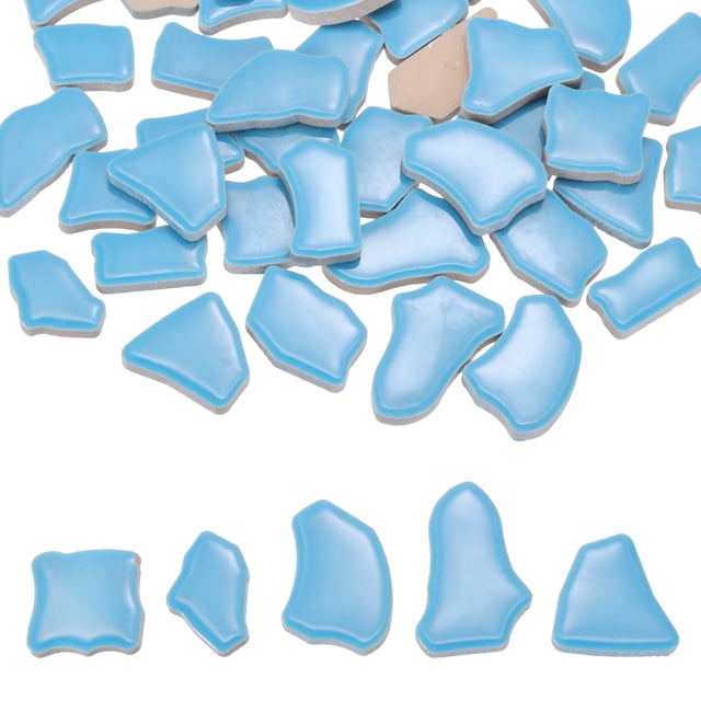Uxcell 250g/0.55LB Azulejos de Cerámica Irregulares, 0.79"-1.57" Azulejos de Porcelana Rota para Manualidades, Decoración del Hogar, Azul Lago