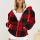 thumbnail image 1 of Sudadera con capucha de manga larga para mujer, informal, con capucha, holgada, a cuadros, de manga larga, para otoño e invierno, 1 of 5