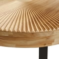 thumbnail image 4 of Modern Round Coffee Table with Metal Legs, Wooden Carving Pattern for Living Room Reception Room Office, Black, 4 of 7