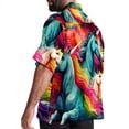 thumbnail image 3 of Robot Unicorn Attack Men's Hawaiian Button Down Short Sleeve Casual Printed Summer Beach Unisex Shirt, 3 of 6
