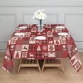 thumbnail image 3 of Red Christmas Patchwork Pattern Square Tablecloth,Waterproof Square Table Cover,Wipeable Spillproof Washable Table Cover for Home Kitchen Party Decor 60"x60"(152x152cm), 3 of 6