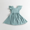 thumbnail image 1 of Faithtur Girl?s Pleated Fly Sleeve Solid Color Bow Backless A-line Dress, 1 of 10
