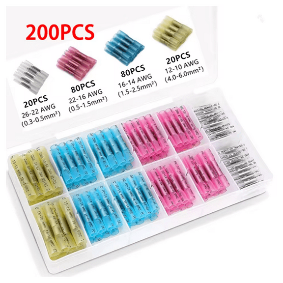 Heat Shrinks Butt Connectors-Marine Grade Waterproof Electrical Crimp Wire Connectors Kit-Tinned Red Copper Insulated, for,Stereo,Joint Boat,Truck Boat,Truck