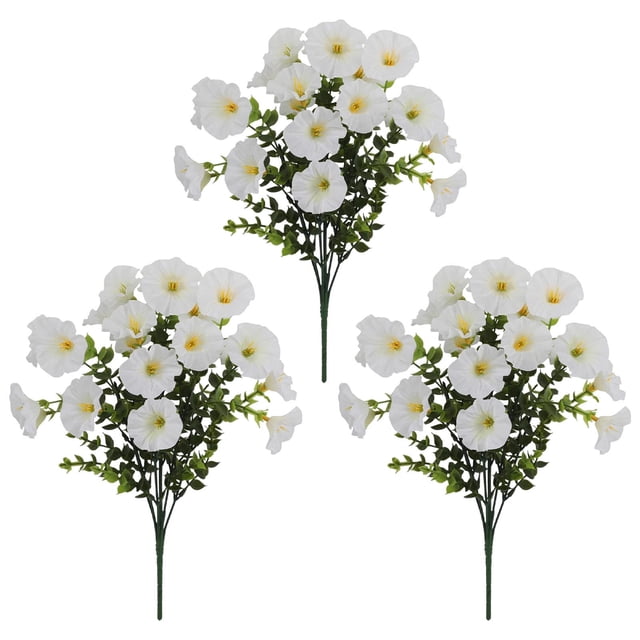 Outdoor Artificial Flowers | 3 Piece Set of Realistic Fake Flowers for Garden Decor and Patio Arrangements | Silk Flowers for Outdoor Use in Planters and Window Boxes