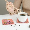thumbnail image 6 of Honeii Flamingo Riding a Bicycle Print Leather Coaster Set of 6, Ideal for Safeguarding Your Furniture from Drinks Spills and Effortless Cleanup,Square, 6 of 6