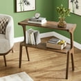 thumbnail image 4 of 2-Tier Modern Coffee Table, Wood Farmhouse Rustic Center Table with Open Shelves and 4 Legs, Lightweight Beside Table for Small Space, Living Room, Bedroom, Dark Brown, 4 of 6