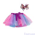thumbnail image 2 of Fozruso Girls Ballet Tutu Skirt Kids Girls Party Dance Ballet Splice Rainbow Tulle Skirt+Bow Hairpin(Purple), 2 of 5