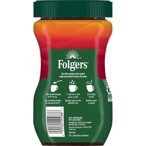 (1 Pack)-Folgers Classic Decaf Instant Coffee 8 oz