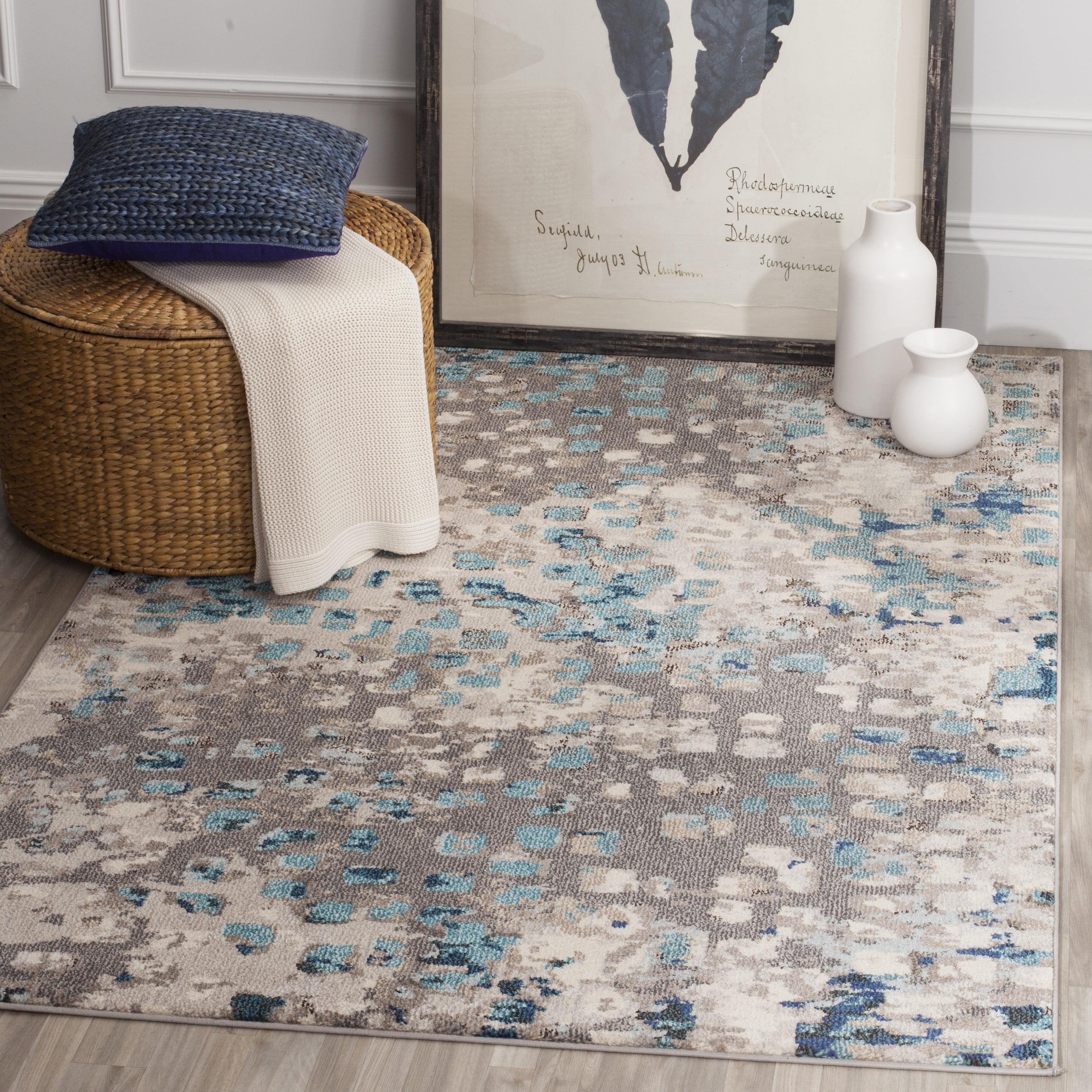 SAFAVIEH Monaco Driskoll Abstract Area Rug, Grey/Light Blue, 3' x 5'