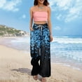 thumbnail image 7 of KALE Cotton Pants for Women Wide Leg Woman Dress Petite High Waisted Summer Beach Vacation Women's Casual Trousers Y2K Pants Blue, 7 of 7