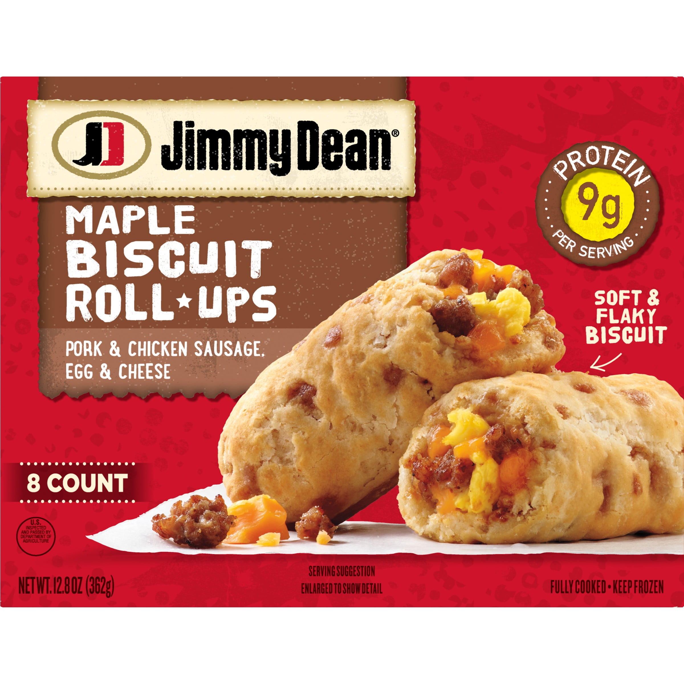 Jimmy Dean Maple Sausage Biscuit Roll Ups, 12.8 oz, 8 Count (Frozen