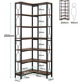 thumbnail image 2 of Tribesigns Corner Shelf, 7-Tier Industrial Corner Bookshelf, Wood and Metal Corner Etagere Bookcase, Freestanding Display Shelf for Living Room, Kitchen, Home Office, Rustic Brown, 2 of 9