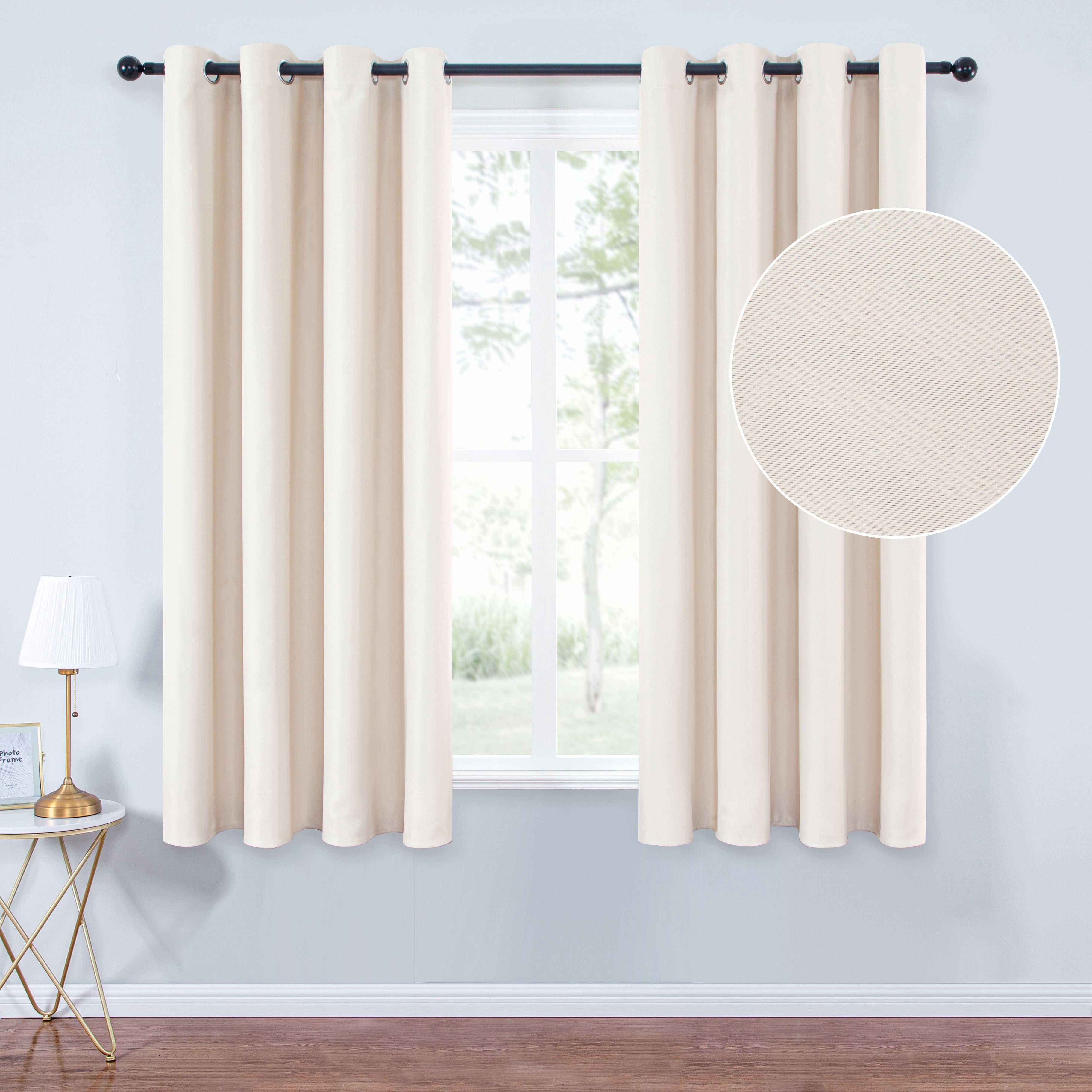 Topfinel Solid Room Darkening Grommet Polyester Curtains White 60