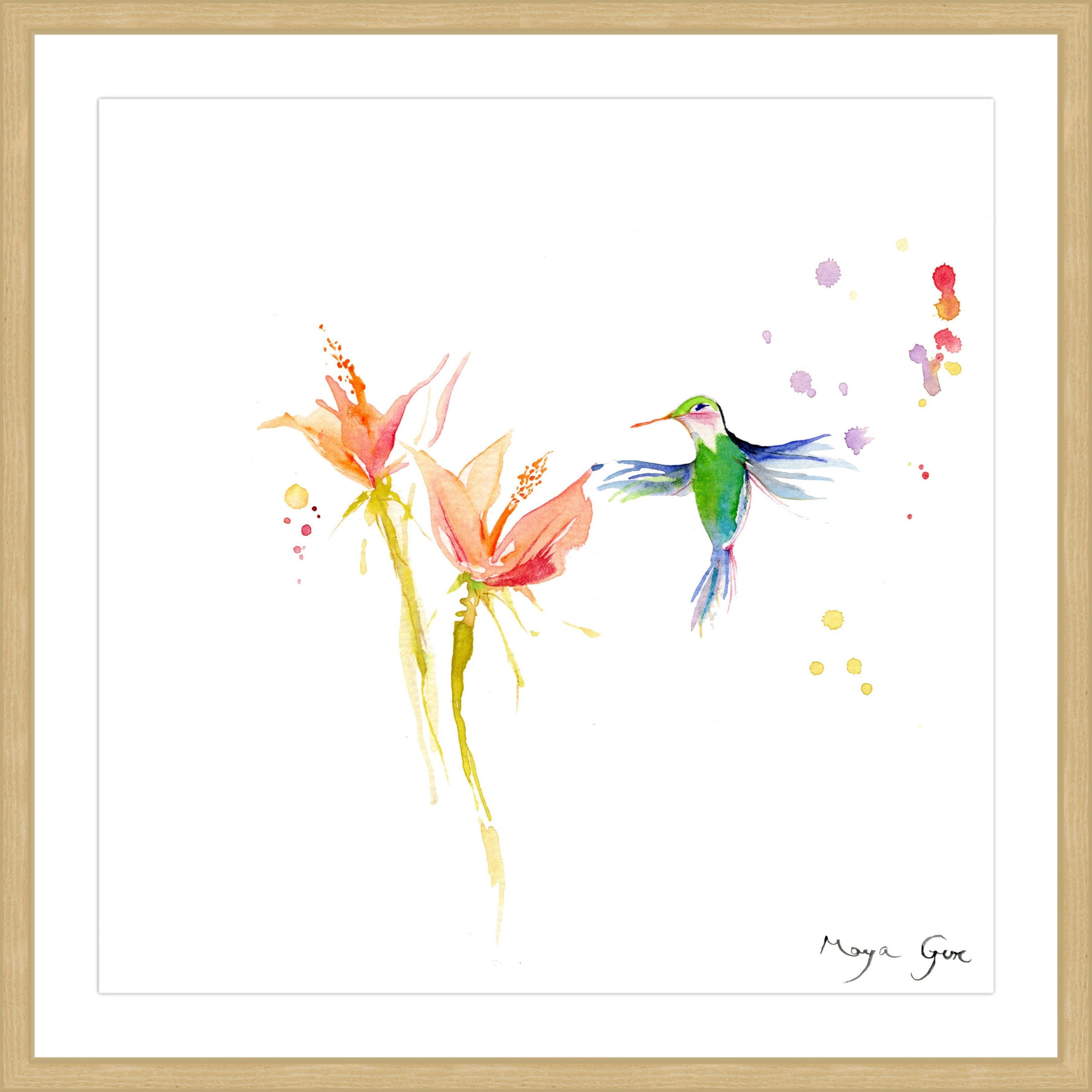 Marmont Hill "Green Hummingbird" by Maya Gur Framed Painting Print