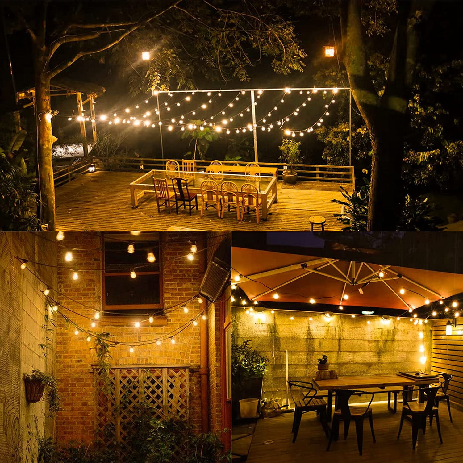 Yi Lighting 27 FT Solar-Powered Outdoor String Lights with 25 Globe LED Bulbs Weatherproof for Patio, Garden, Backyard, Party
