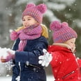 thumbnail image 5 of GMZW Kids Winter Hat Gloves Scarf Set, Girls Toddler Children Beanie with Pom Knit Neck Warmer Gaiter Mittens Fleece Lined Set, 5 of 7
