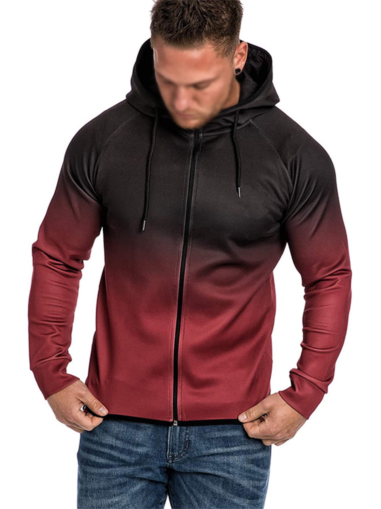 Long Sleeve Casual Solid Hoodies Coat Outwear MODOQO Pullover Sweatshirt for Men 