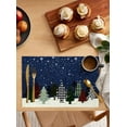 thumbnail image 2 of Placemats Set of 6, Cotton Linen Heat Table Mats Non-Slip Washable Navy Blue Gray Green Checkered Christmas Tree Snow Placemat for Holiday Banquet Dining Kitchen Table Decor, 2 of 6