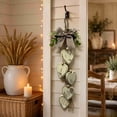 thumbnail image 2 of Doghiosgha Wooden Heart Hanging Wall Ornament Farmhouse Bow Decor with Wooden Pendants for Entryway Living Room Home Decor, 22.8 Inch, White, 2 of 5