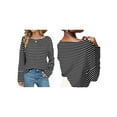 thumbnail image 2 of Rdhnmea Womens Fall Casual Tops Striped Long Sleeve Boat Neck T-Shirts, 2 of 6