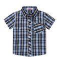 thumbnail image 2 of Coerni Boys Toddler Plaid Button Down Shirt Short Sleeve Lapel Neck Summer Casual Top Kids Baby Trendy Tees with Pocket Clothes, 2 of 5