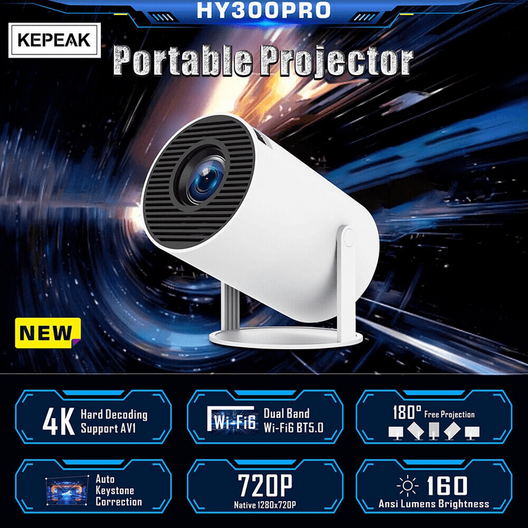HY300 Mini Projector: 4K, 1080P, WiFi, Portable, Smart HY300 Mini Projector: 4K, 1080P, WiFi, Portable, Smart