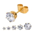 thumbnail image 2 of SSE712CGI-5 Stainless Steel CZ Stud Earrings, Clear & IP Gold - 5 mm & 5 in., 2 of 2