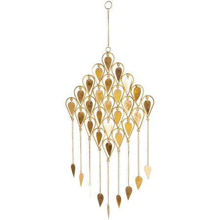 HElectQRIN Golden Teardrop Wind Chime 15-Inch Wide by 33-Inch High by 0.5-Inch Deep Hanging Wind Chime for Indoor or Outdoor Use