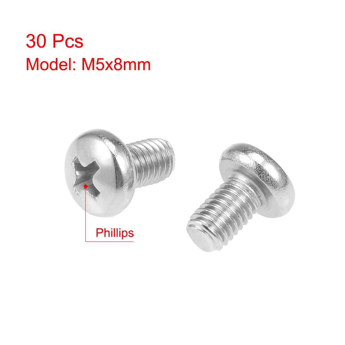 Unique Bargains M5 x 8mm Machine Screws Phillips Cross Pan Head