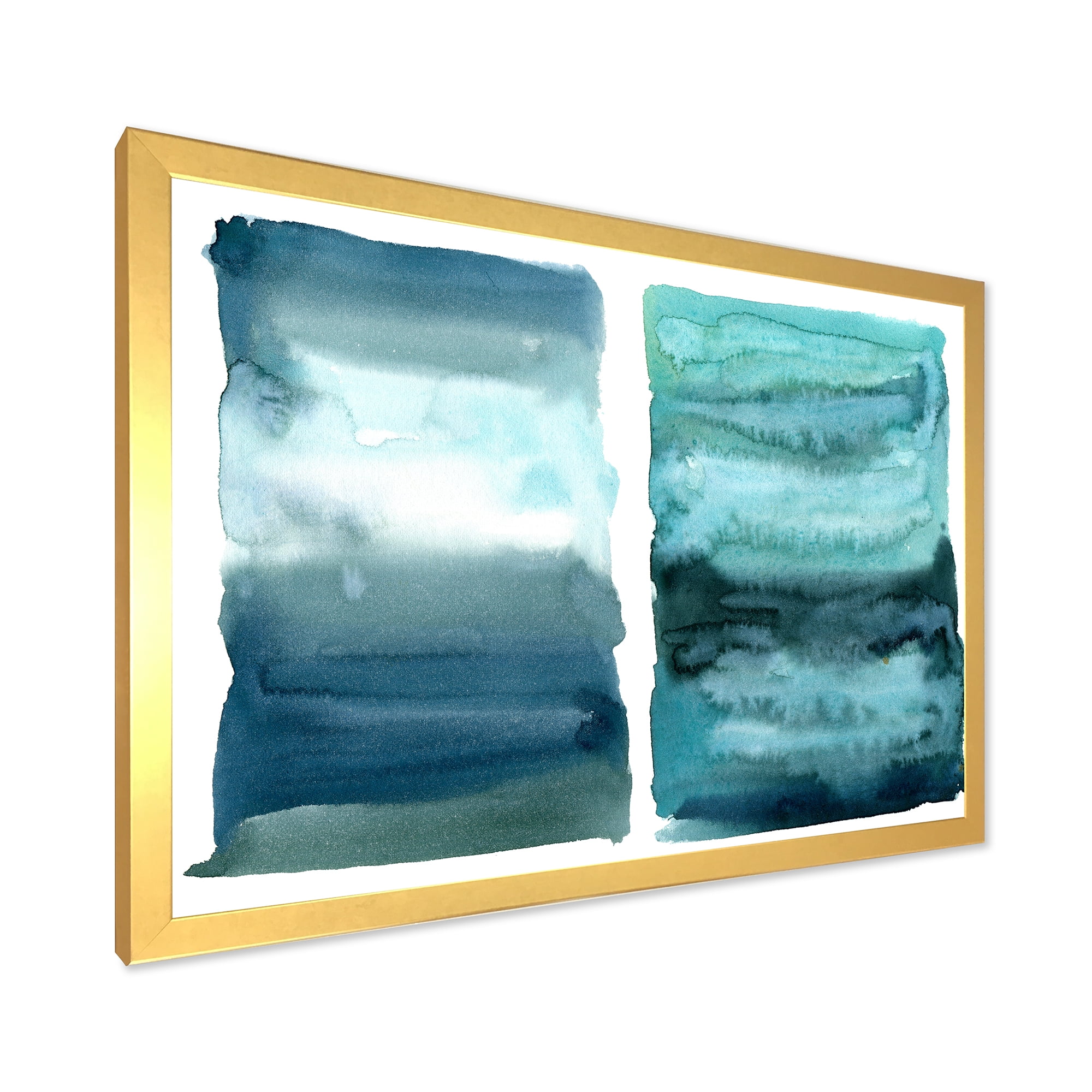Designart 'Abstract Blue Ocean Aquatic Impression II' Modern Framed Art Print