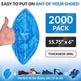 thumbnail image 2 of Blue Disposable Shoe Covers for Indoors, 15.75 x 6 inch. 2000 Pack CPE Surgical Boot Covers Disposable. Shoe Booties Disposable with Elastic Band. Waterproof Disposable Foot Covers for Shoes, 2 of 8