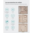 thumbnail image 3 of SONGMICS Caja de Joyas, Caja Joyero de 3 Niveles, Estuche de Joyería, con 2 Cajones, Tapa de Cristal, Amplio Espacio, Gris Interestelar y Dorado, 3 of 5