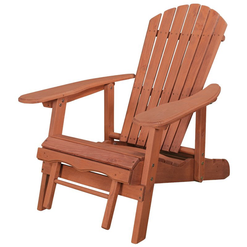 Leisure Season Reclining Adirondack Chair With Pull Out Ottoman Medium Brown Com - Leisure Season Reclining Patio Muskoka Chair With Pull Out Ottoman