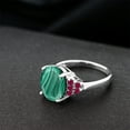 thumbnail image 4 of Gem Stone King 6.50 Ct Oval Green Malachite Red Created Ruby 925 Sterling Silver Ring (Size 8), 4 of 4