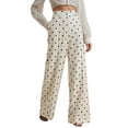 thumbnail image 2 of Women'S Polka Dots Wide Leg Tailored Pants High Waisted Belted Loose Trousers with Pockets Color XXL, 2 of 10