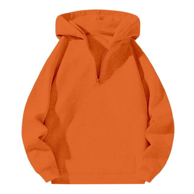 MHFRRA Sudadera con Capucha y Cremallera de Un Cuarto para Un Jersey Suave con Cordón Ajustable, Ajuste Cómodo, Estilo Deportivo Informal Naranja